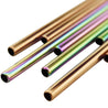 14 Piece Champagne Gold and Rainbow Reusable Metal Straws with Cleaning Brushes — STRAWTOPIA 