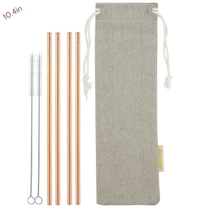 4 Straight (10.4 inches) Rainbow Reusable Metal Straws with Cleaning Brushes — STRAWTOPIA2 Straight (10.4 inches) Champagne Gold Reusable Metal Straws with Cleaning Brushes — STRAWTOPIA