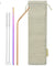 (8.5 inches)1 Bendy Champagne Gold 1 Straight Rainbow  Reusable Metal Straws with Cleaning Brushes — STRAWTOPIA 