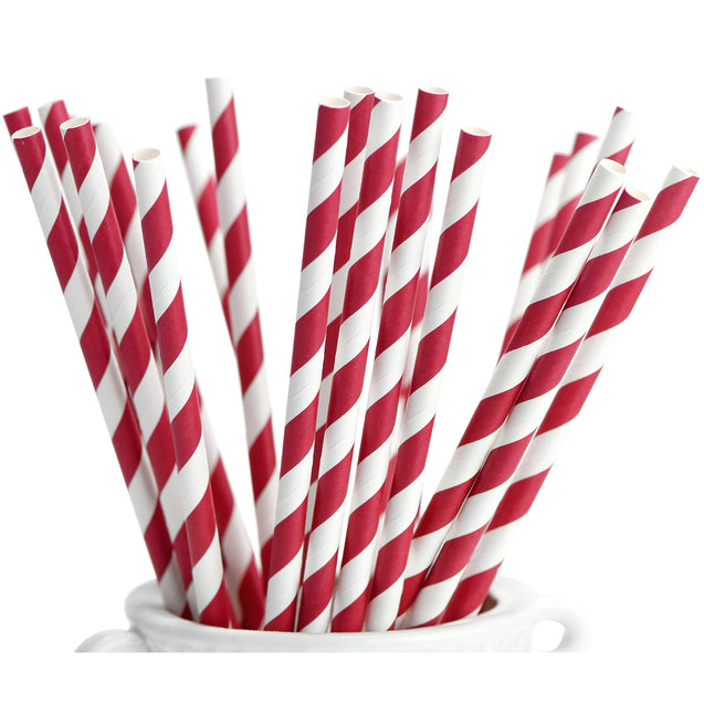 Mulberry Red Striped  Paper Straws — STRAWTOPIA - STRAWTOPIA