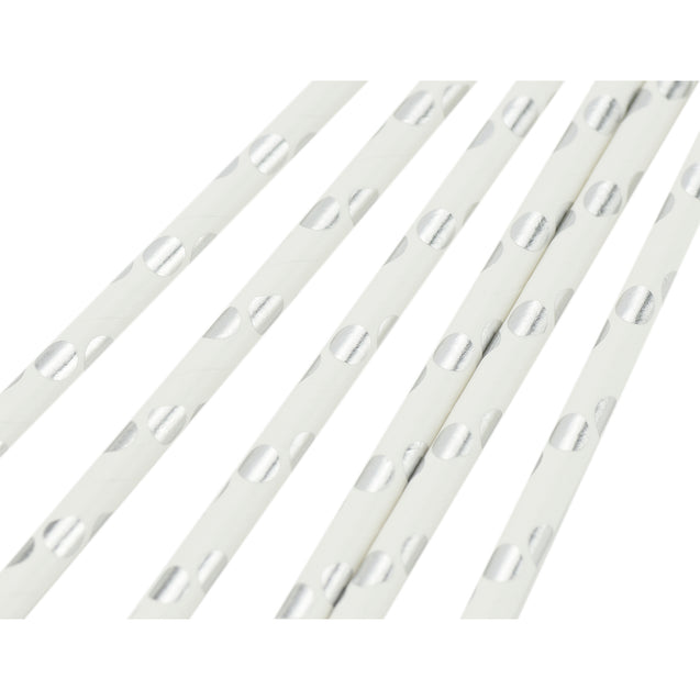 Metallic Silver Polka Dots Paper Straws —  STRAWTOPIA - STRAWTOPIA