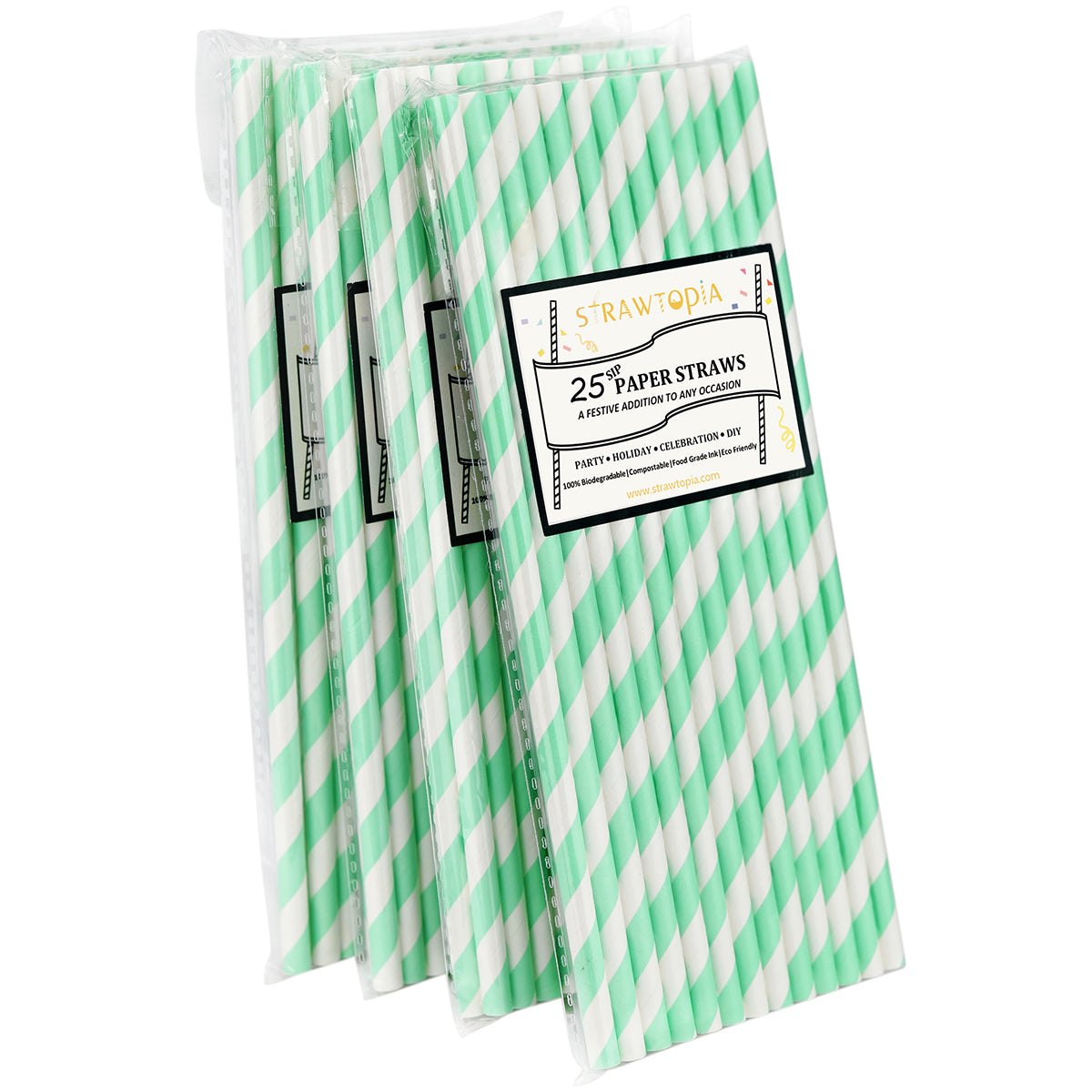 Green  Red Striped Paper Straws — STRAWTOPIA