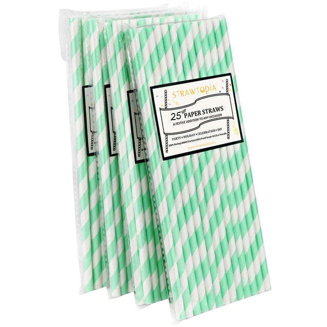 Minty Green Striped Paper Straws — STRAWTOPIA - STRAWTOPIA