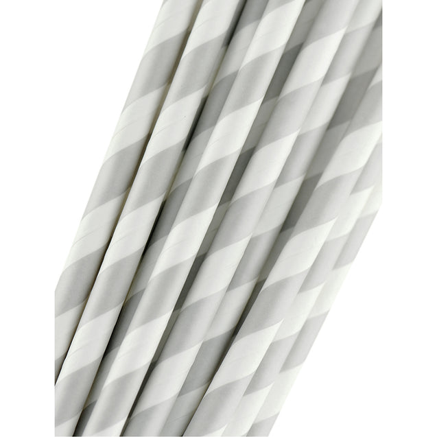 Gray and White Striped Paper Straws — STRAWTOPIA - STRAWTOPIA