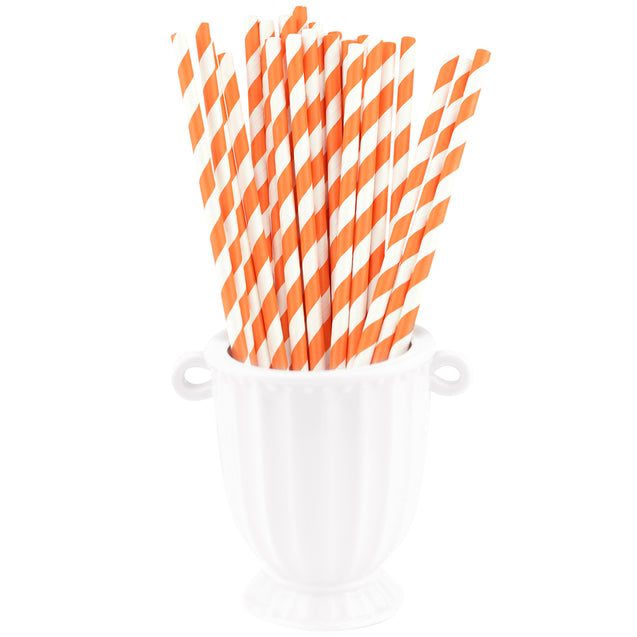 Orange Striped Paper Straws  — STRAWTOPIA - STRAWTOPIA