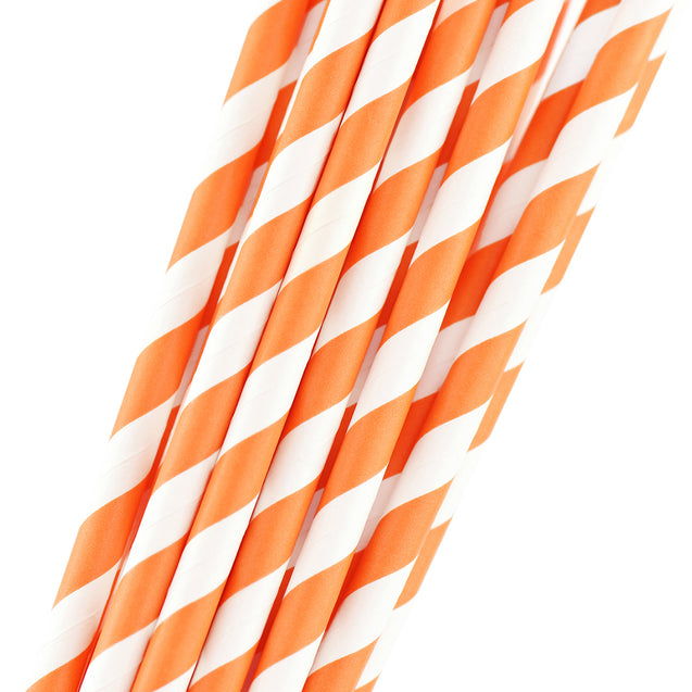 Orange Striped Paper Straws  — STRAWTOPIA - STRAWTOPIA