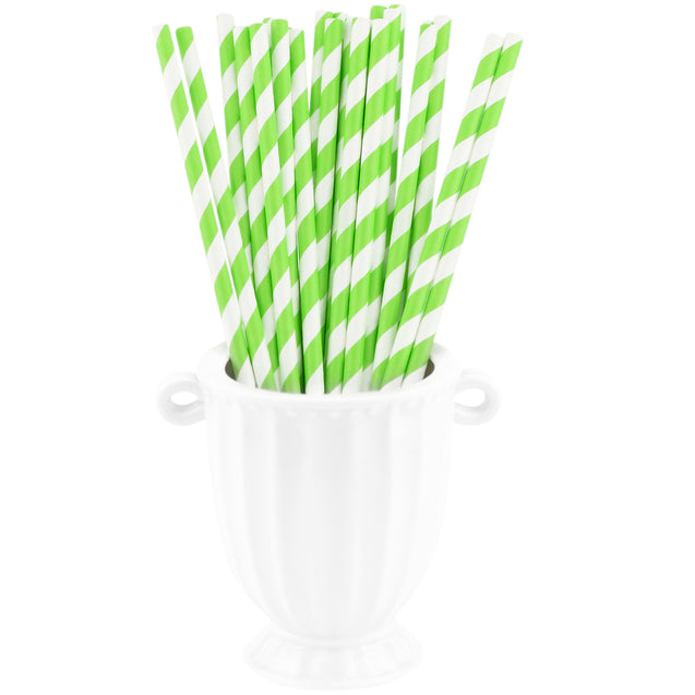 Vivid Light Green Striped Paper Straws — STRAWTOPIA - STRAWTOPIA