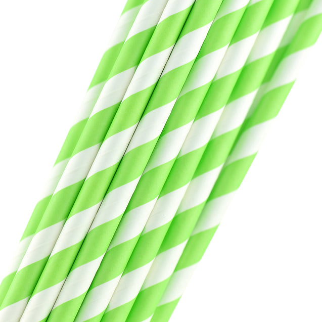 Vivid Light Green Striped Paper Straws — STRAWTOPIA - STRAWTOPIA