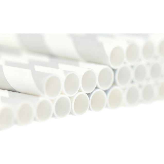 Gray and White Striped Paper Straws — STRAWTOPIA - STRAWTOPIA