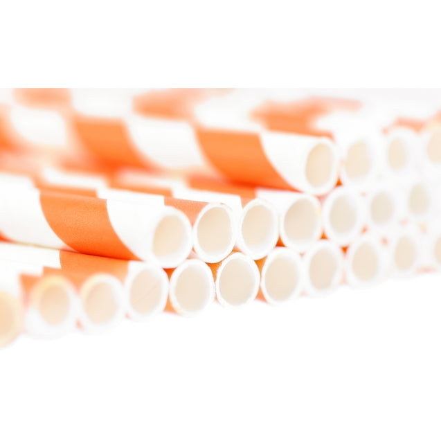 Orange Striped Paper Straws  — STRAWTOPIA - STRAWTOPIA