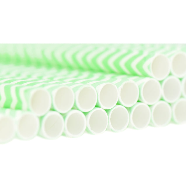 Light Green | White Chevron Pattern Paper Straws — STRAWTOPIA - STRAWTOPIA