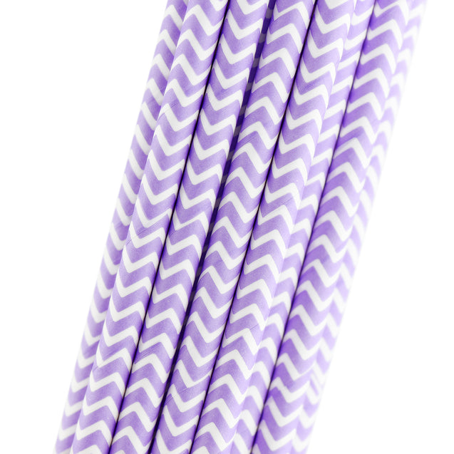 Lilac Chevron Pattern Paper Straws - STARWTOPA - STRAWTOPIA