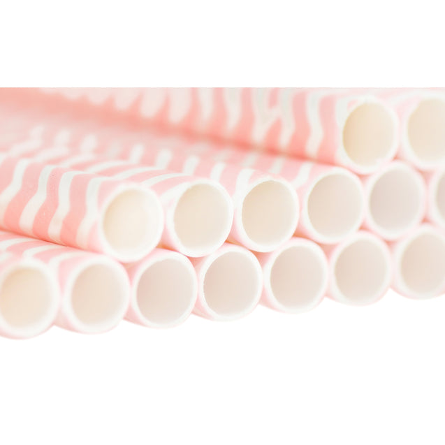 Pink | White Chevron Paper Straws Biodegradable and Compostable - STRAWTOPIA