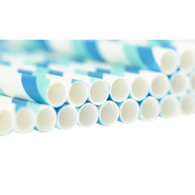 Double Blue Striped Paper Straws — STRAWTOPIA - STRAWTOPIA