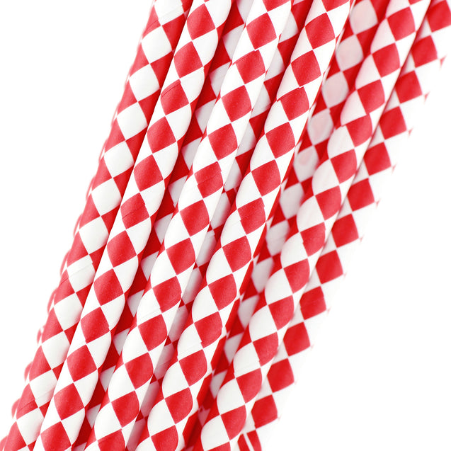 Red | White Diamond  Paper Straws Biodegradable and Compostable - STRAWTOPIA