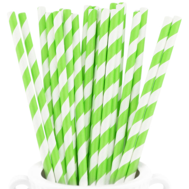 Vivid Light Green Striped Paper Straws — STRAWTOPIA - STRAWTOPIA