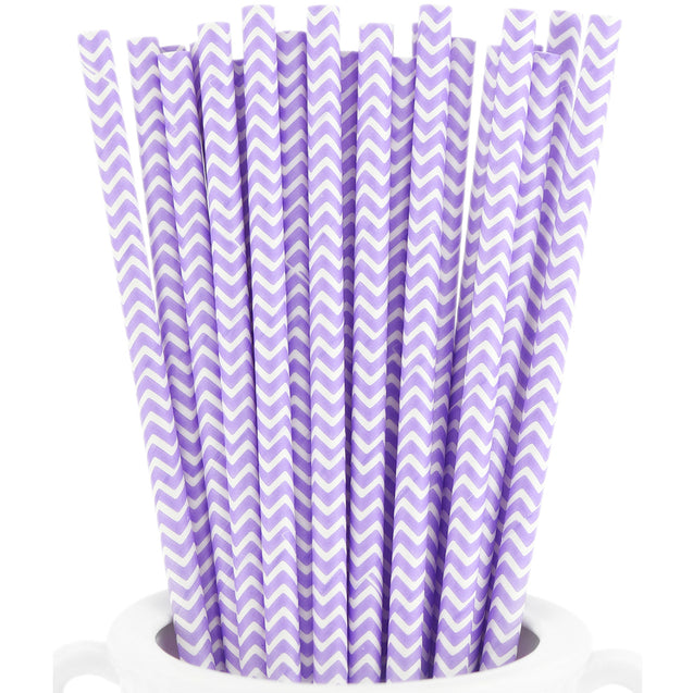 Lilac Chevron Pattern Paper Straws - STARWTOPA - STRAWTOPIA