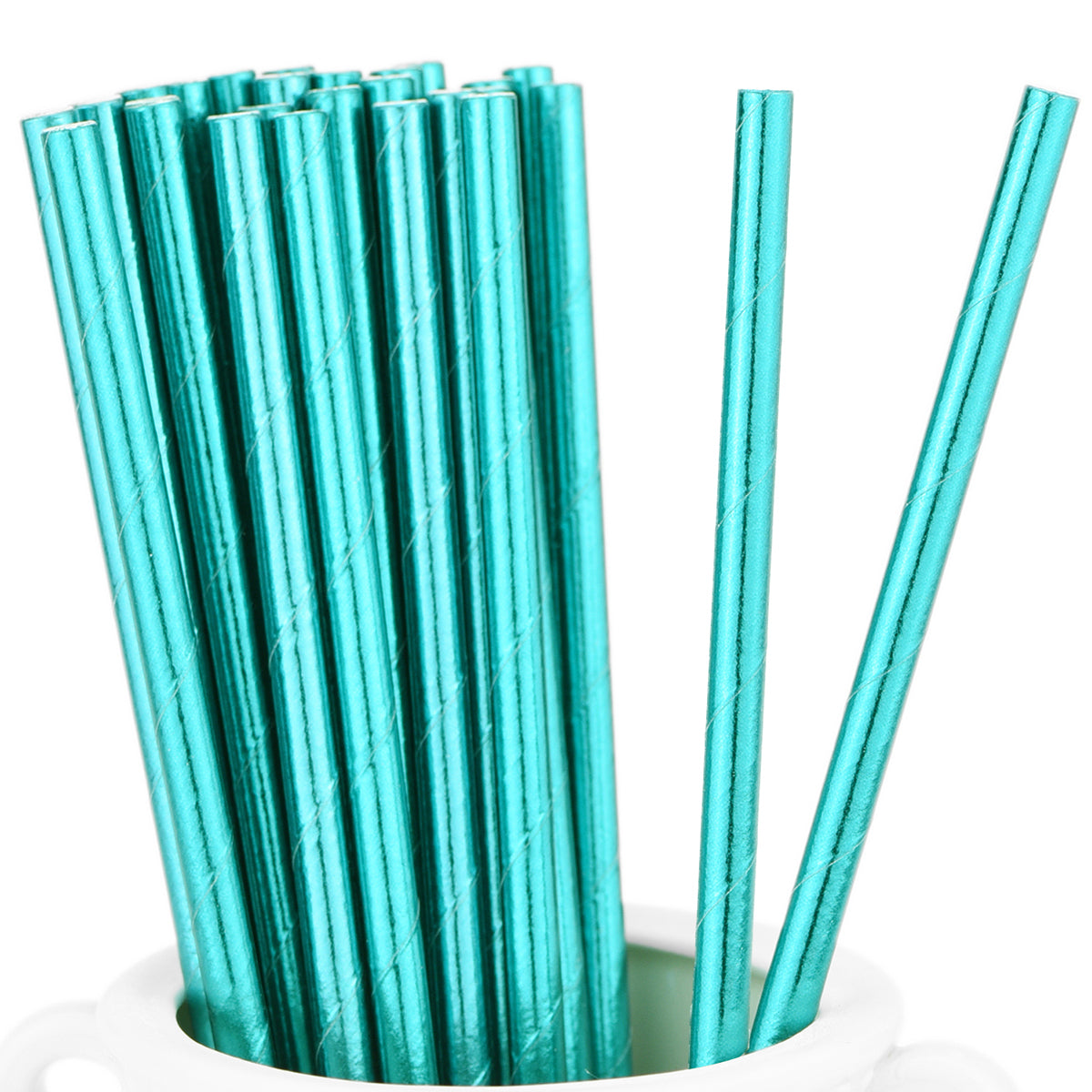 Turquoise with White Snowflakes Paper Straws — STRAWTOPIA