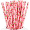 Pink | Strawberries Paper Straws Biodegradable and Compostable - STRAWTOPIA