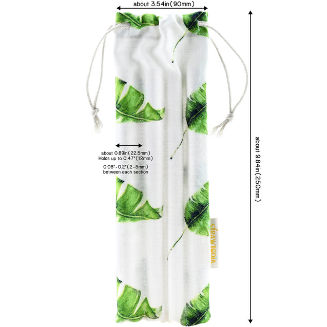 Handmade Drawstring Case Bag for Straws (Feathery Leaves) — STRAWTOPIA