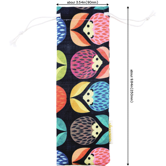 Handmade Drawstring Case Bag for Straws (Hedgehog|Black) — STRAWTOPIA