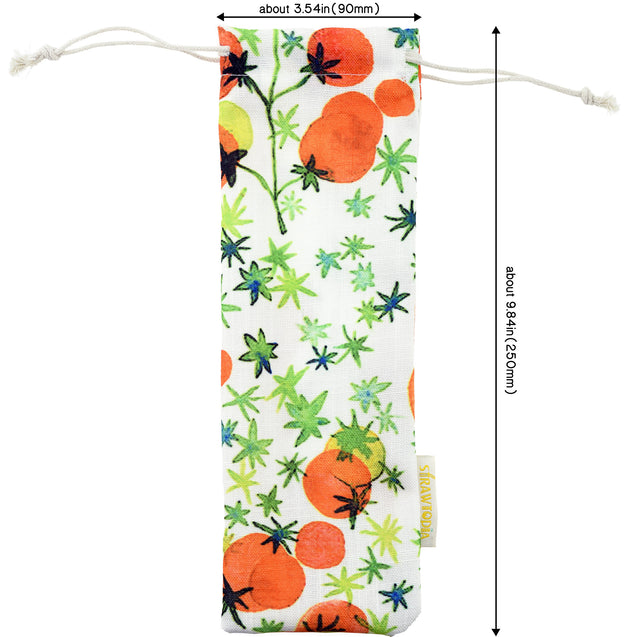 Handmade Drawstring Case Bag for Straws (Tomatoes) — STRAWTOPIA
