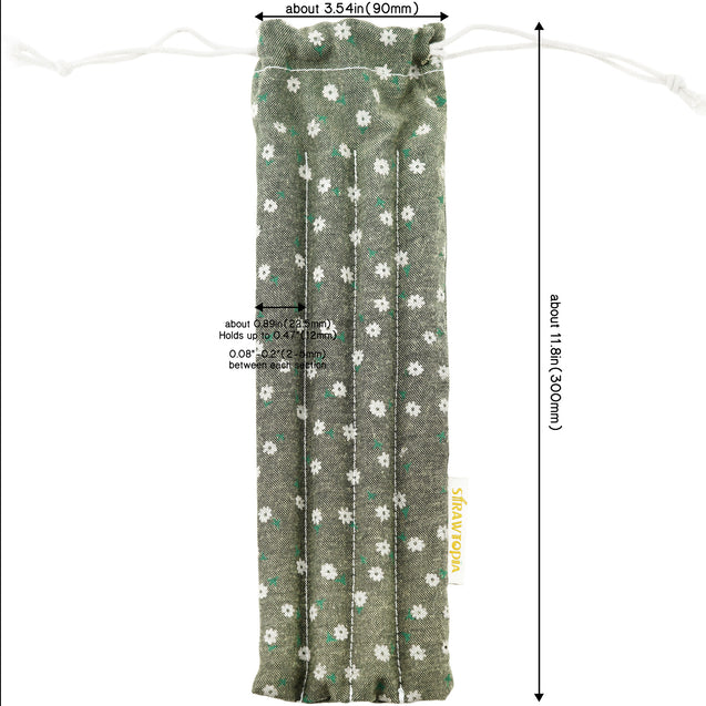 Handmade Drawstring Case Bag for Straws (Olive Green Flowers) — STRAWTOPIA