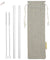 main photo showing 2 straight glass straws 2 cleaning brushes and jute drawstring bag 8mm 25cm wide straws