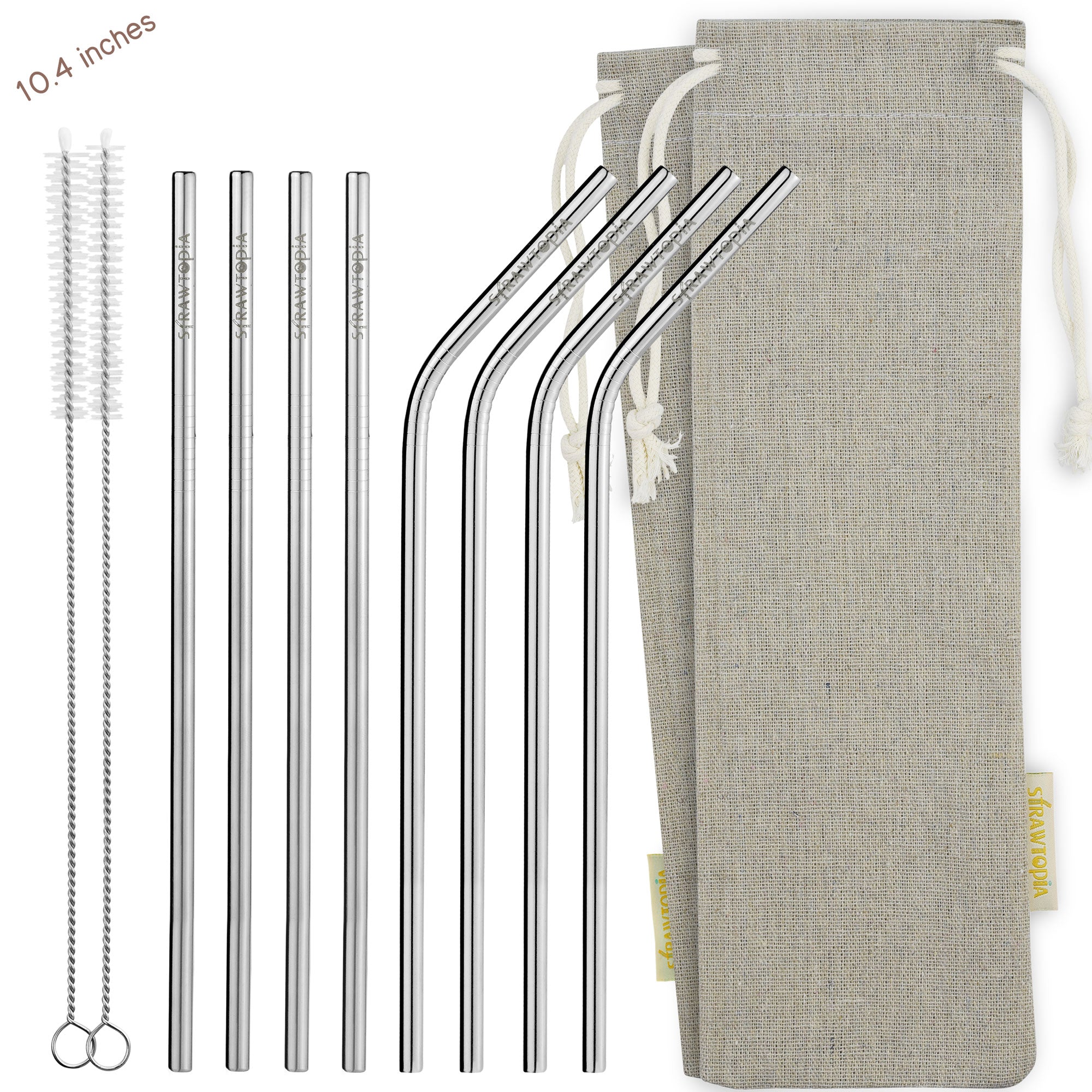Rose Gold Reusable Stainless Steel Straws (6-piece set)