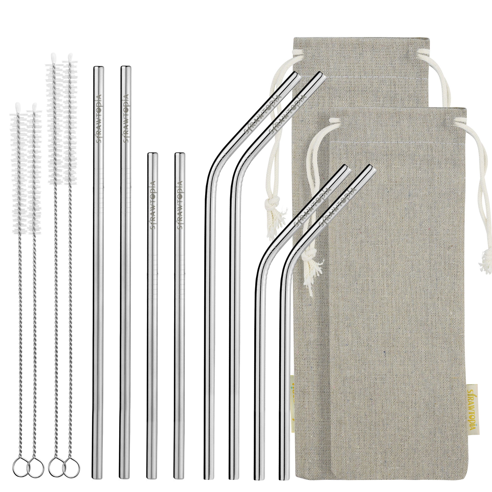25-Pack Hard Plastic Reusable Straws with Cleaning Brush, Long
