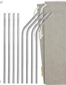 (10.4 inches) 11 Piece Set of Reusable Stainless Steel Metal Straws with Cleaning Brushes — STRAWTOPIA