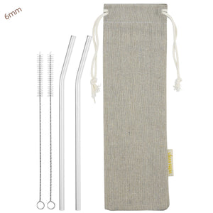 main photo showing 2 cleaning brushes and 2 bendy glass straws 