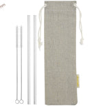 6mm (Transparent) 2 Straight Reusable Glass Straws with Cleaning Brushes — STRAWTOPIA