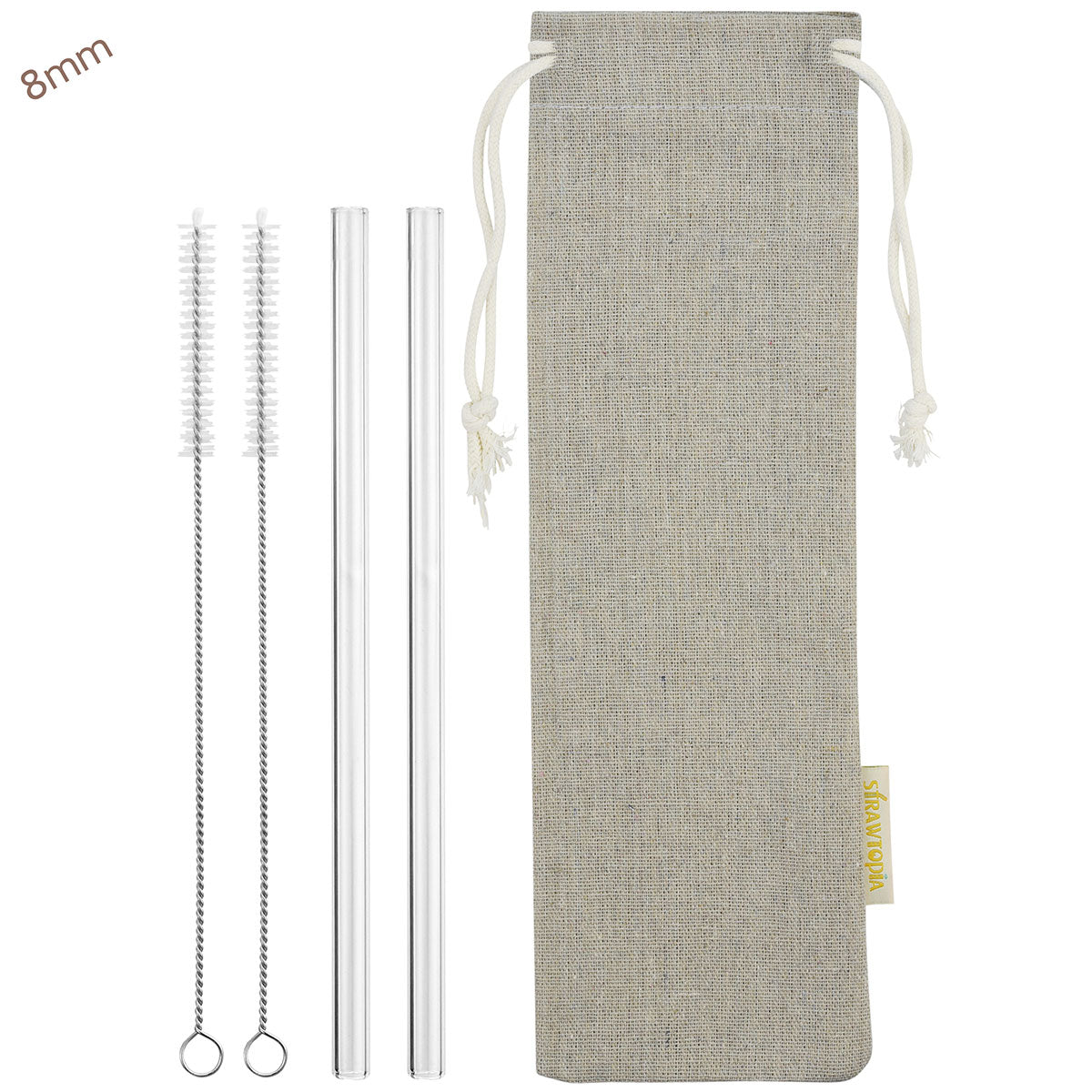 Straight Wide 8 Glass Straws + Brushes – Evergreen Collective