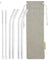 main photo showing 4 bendy glass straws 2 cleaning brushes and jute drawstring bag 8mm wide straws