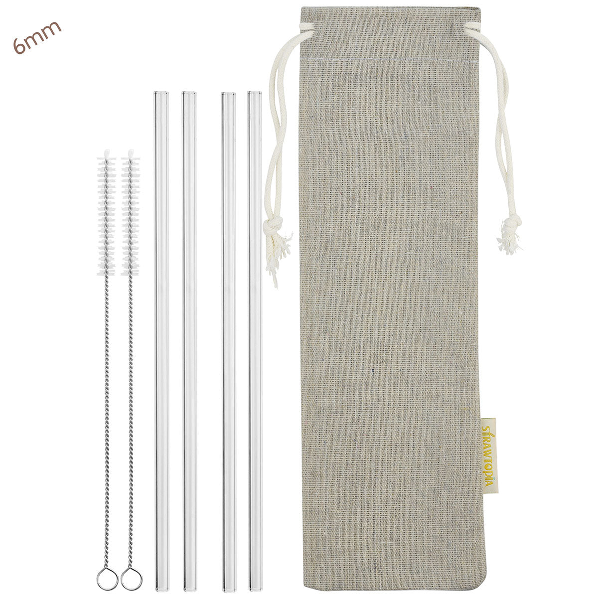 Reusable Glass Drinking Straws + Cleaning Brush (Set of 4)