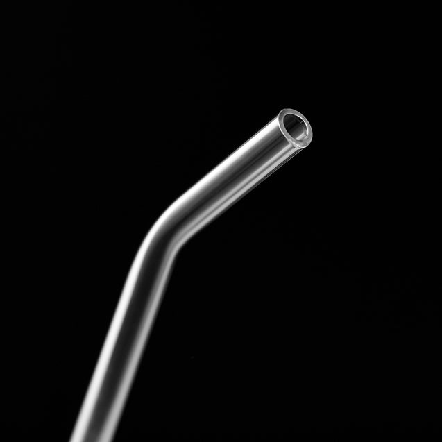 one bendy glass straw contrasting with black background 8mm wide