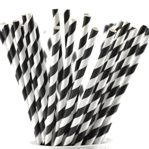 White | Black Striped Paper Straws — STRAWTOPIA - STRAWTOPIA