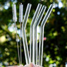 10mm (Transparent) 4 Bendy Reusable Glass Straws with Cleaning Brushes — STRAWTOPIA 