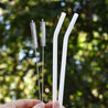 7.9'' (20cm) x 8mm (White) 2 Bendy Reusable Glass Straws with Cleaning Brushes — STRAWTOPIA