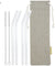 8mm (White) 4 Bendy Reusable Glass Straws with Cleaning Brushes — STRAWTOPIA