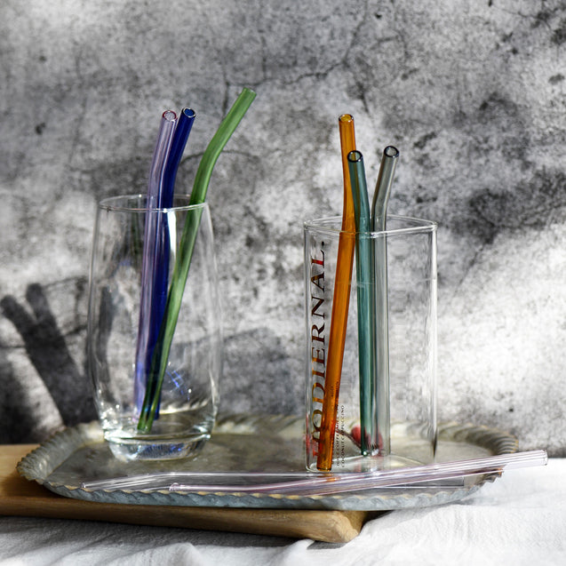 8mm 8 Color Bendy Glass Straws with Cleaning Brushes — STRAWTOPIA