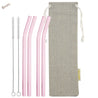 8mm (Pink) 4 Bendy Reusable Glass Straws with Cleaning Brushes — STRAWTOPIA