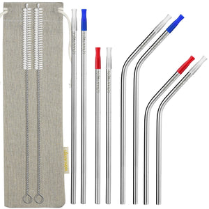 Reusable Stainless Steel Metal Straws with Silicon Tips & Cleaning Brushes — STRAWTOPIA